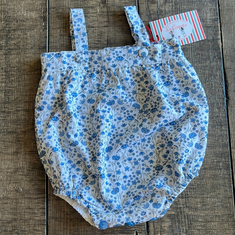 La Coqueta Blue Filada Baby Dungarees Romper Size 6M
